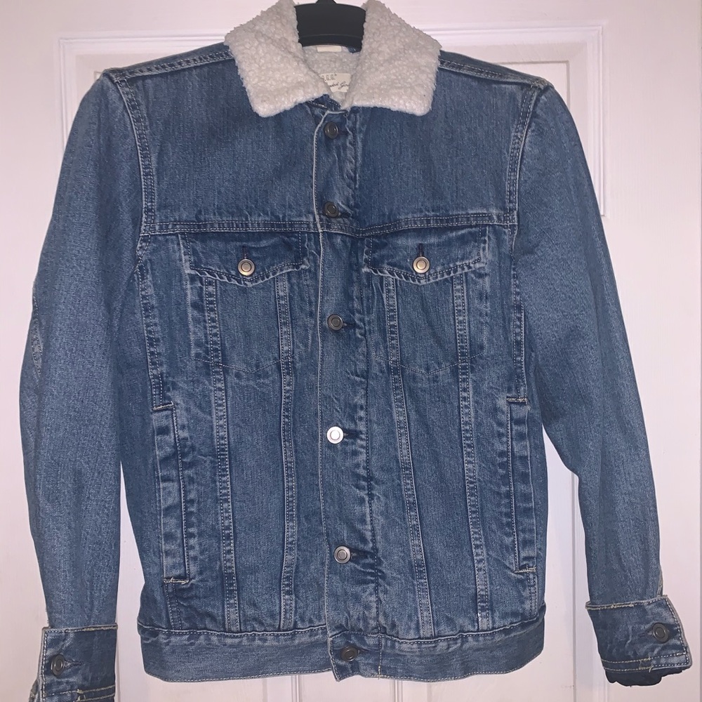 H&M Denim jacket, Sherpa lined inside and collar